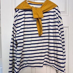 blue striped shirt